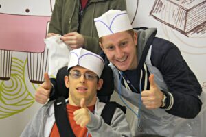 Zev Kahn & Max Cohen- Thumbs up at the chocolate factory!