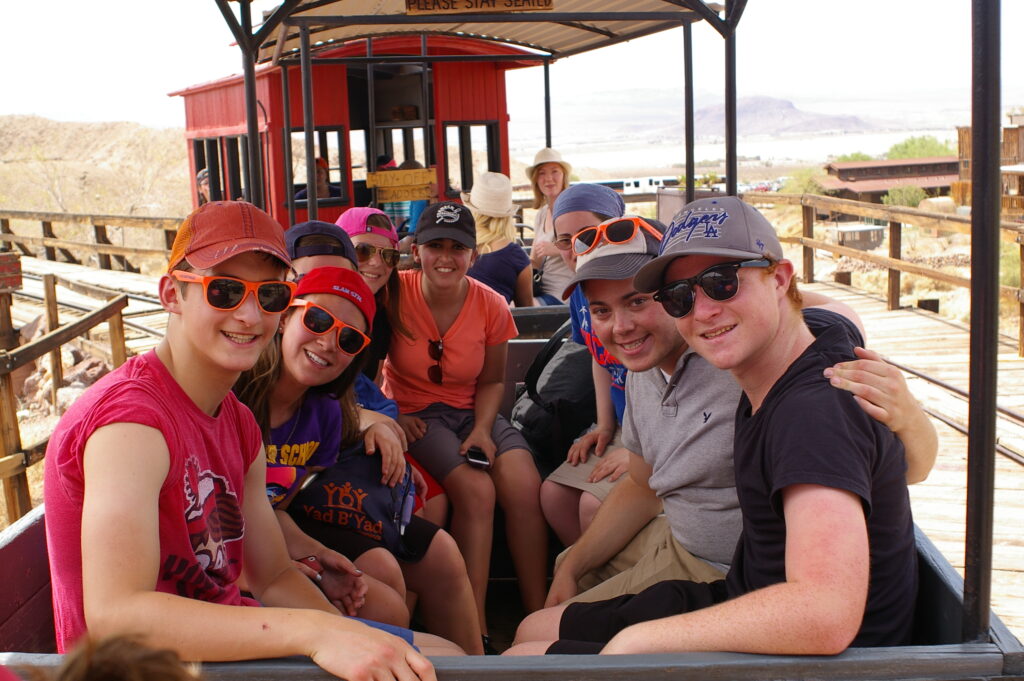 Yad B'Yad participants on a train ride through Calico Ghost Town, an Old West mining town in California